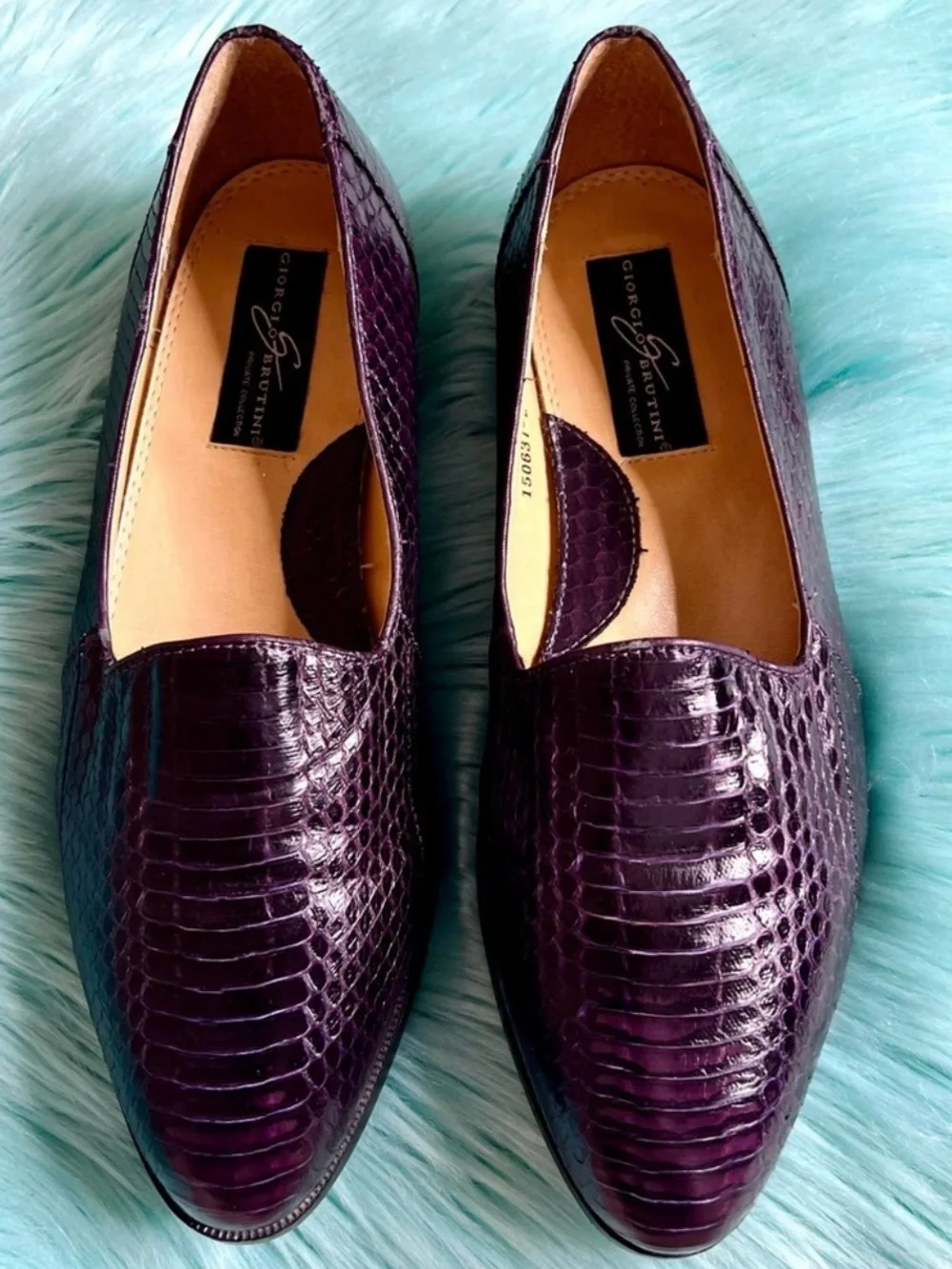 Giorgio Brutini Snake Skin Purple Vintage Loafers Men’s Size 11 Dress Shoes